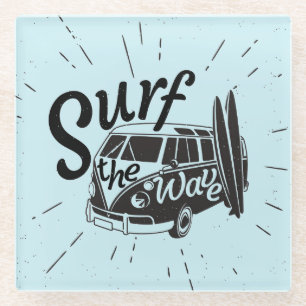 Posavasos De Vidrio Practique surf la onda