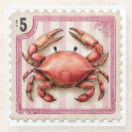Posavasos De Vidrio PRECIOSO CANGREJO ROJO DE VERANO VINTAGE Deteriora