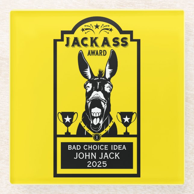 Posavasos De Vidrio Premio Jackass (Anverso)