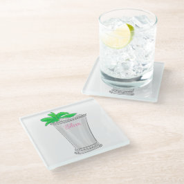Posavasos De Vidrio Preppy Mint Julep Personalizado