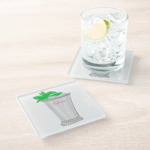 Posavasos De Vidrio Preppy Mint Julep Personalizado