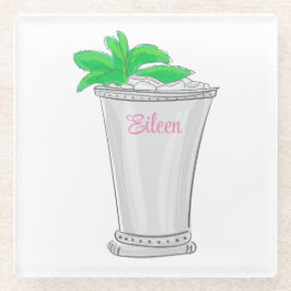 Posavasos De Vidrio Preppy Mint Julep Personalizado