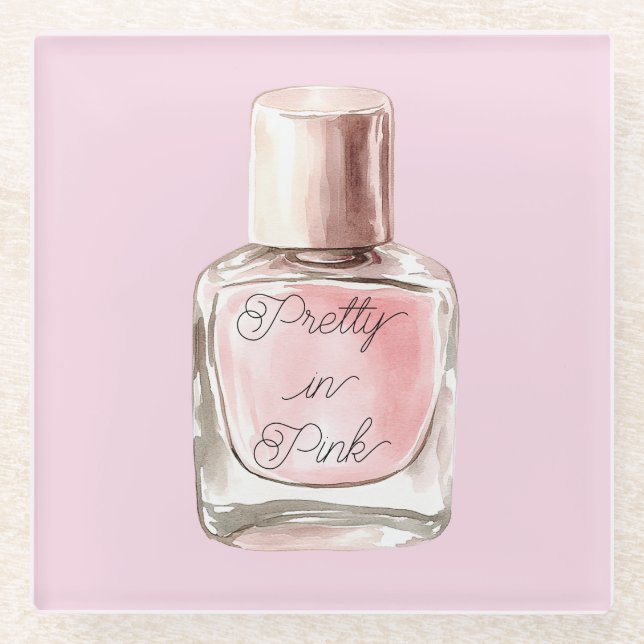 Posavasos De Vidrio Pretty in Pink Nail Polish (Anverso)