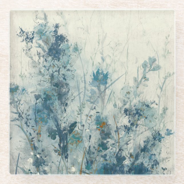 Posavasos De Vidrio Primavera Azul (Anverso)