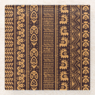 Posavasos De Vidrio Primer patrón tribal étnico, sin fisuras.