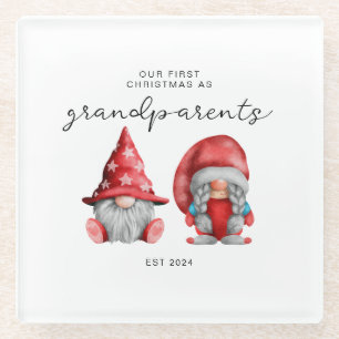 Posavasos De Vidrio Primera Navidad como Abuelos Navidad familia