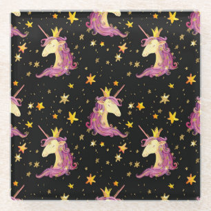 Posavasos De Vidrio Princesa de Unicornio: cuento de hadas acuáticas