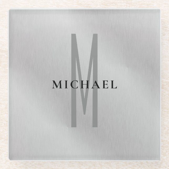 Posavasos De Vidrio Profesional de monograma inicial añada su nombre (Anverso)