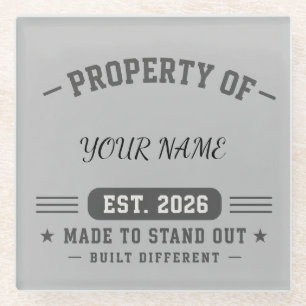 Posavasos De Vidrio Propiedad Personalizada De Nombre – Estilo Varsity