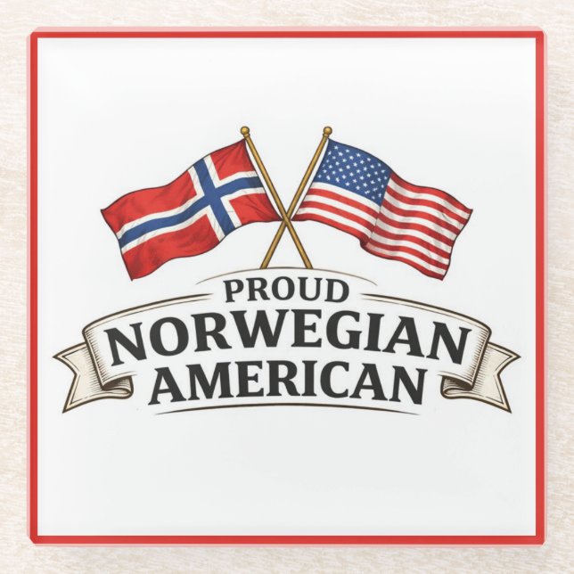 Posavasos De Vidrio Proud Norwegian American Glass Coaster (Anverso)