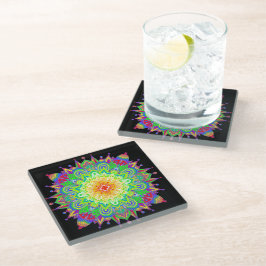 Posavasos De Vidrio Psicodelia Zen Mandala Resumen Arte