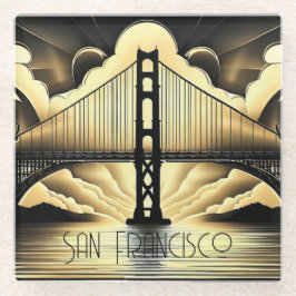 Posavasos De Vidrio Puente Golden Gate de Art Deco
