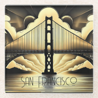 Posavasos De Vidrio Puente Golden Gate de Art Deco
