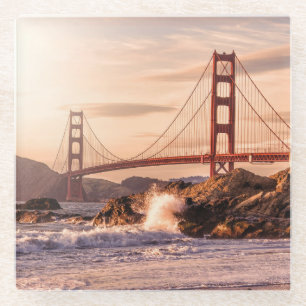 Posavasos De Vidrio Puente Golden Gate de Baker Beach
