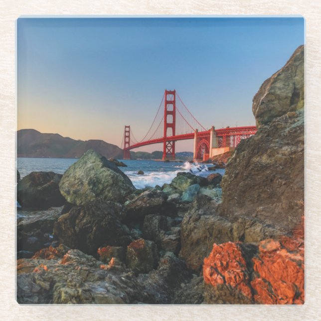 Posavasos De Vidrio Puente Golden Gate en la oscuridad el | San (Anverso)