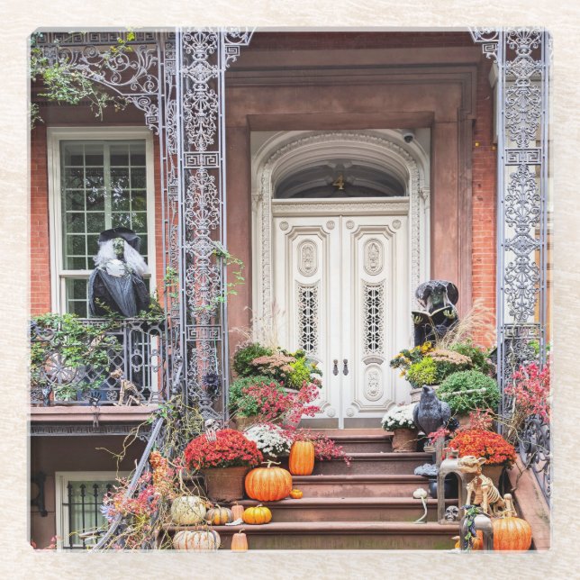 Posavasos De Vidrio Puerta de Halloween de NYC (Anverso)