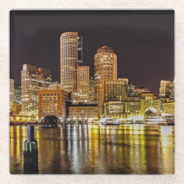 Posavasos De Vidrio Puerto de Boston (Anverso)