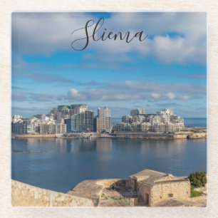 Posavasos De Vidrio Puerto de Sliema y rascacielos de Malta