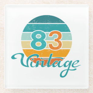 Posavasos De Vidrio Puesta de sol retro 83 vintage deteriorada