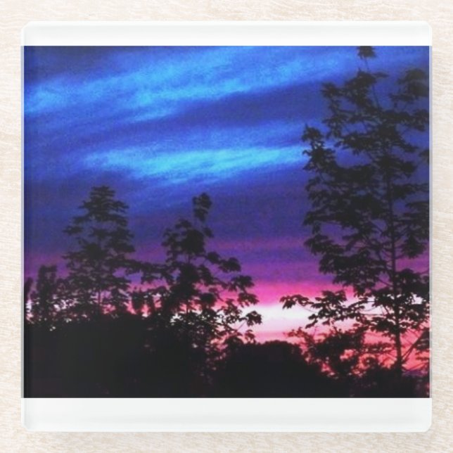 Posavasos De Vidrio Puesta del sol (Anverso)