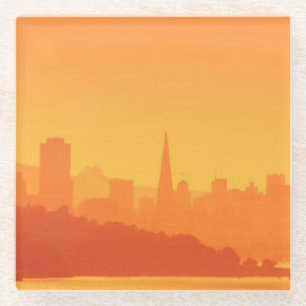 Posavasos De Vidrio Puesta del sol brillante de San Francisco