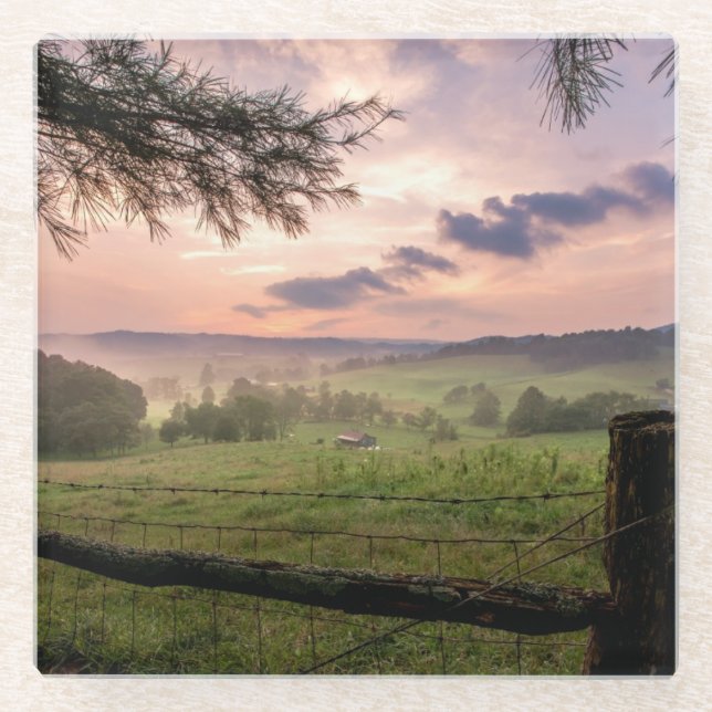 Posavasos De Vidrio Puesta del sol de Virginia (Anverso)