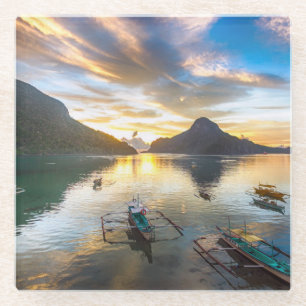 Posavasos De Vidrio Puesta del sol en el EL Nido