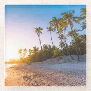 Posavasos De Vidrio Puesta del sol en la República Dominicana tropica