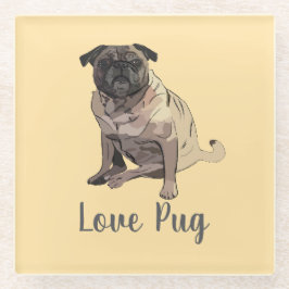 Posavasos De Vidrio Pug de amor