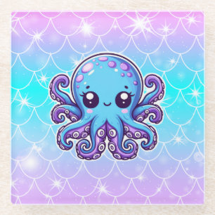 Posavasos De Vidrio Pulpo azul lindo