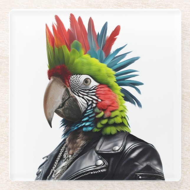 Posavasos De Vidrio Punk Parrot (Anverso)