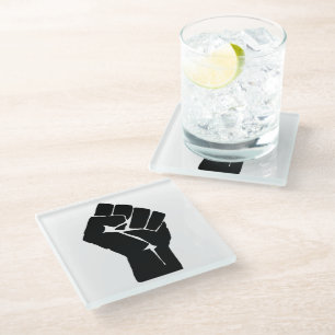 Posavasos De Vidrio Puño Negro Levantado - Resistencia Protesta