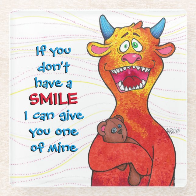 Posavasos De Vidrio Puntee al monstruo, práctico de costa de cristal (Anverso)