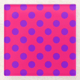 Posavasos De Vidrio Punto de polka morado sobre cereal