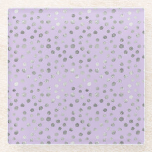 Posavasos De Vidrio Puntos de plata brisa de lavanda
