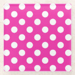 Posavasos De Vidrio Puntos de polka blanco en fuchsia<br><div class="desc">Puntos de polka blanco en fuchsia</div>