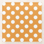 Posavasos De Vidrio Puntos de polka blanco sobre ámbar<br><div class="desc">Puntos de polka blanco sobre ámbar</div>
