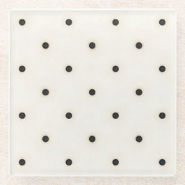 Posavasos De Vidrio Puntos de Polka dispersos en blanco antiguo