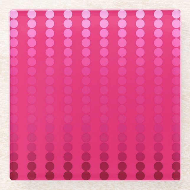 Posavasos De Vidrio Puntos del satén - sombras del rosa fucsia (Anverso)