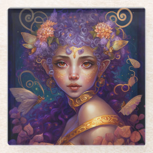 Posavasos De Vidrio Purple Elf Fantasy Art
