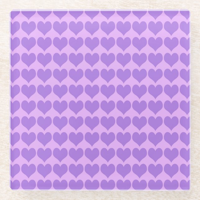 Posavasos De Vidrio Purple Hearts Seamless Pattern (Anverso)