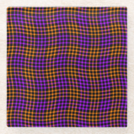 Posavasos De Vidrio Purple Orange Plaid Checker Seamless Pattern