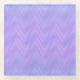 Posavasos De Vidrio Purple Pink Wavy Lines Pattern
