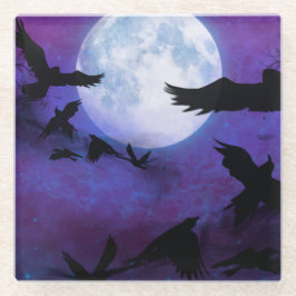 POSAVASOS DE VIDRIO PURPLE SKY LUNA COMPLETA HALLOWEWS NEGROS