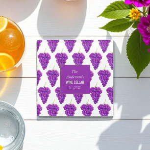 Posavasos De Vidrio Púrpura Frutas Blancas Uvas Patrón de vino