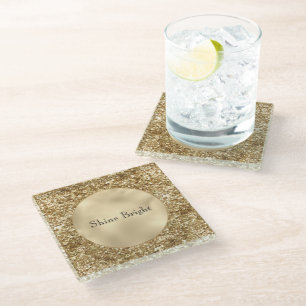 Posavasos De Vidrio Purpurina de Confetti Gold