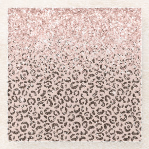 Posavasos De Vidrio Purpurina de leopardo marrón de chocolate de choc