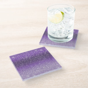 Posavasos De Vidrio Purpurina de parkle de color púrpura