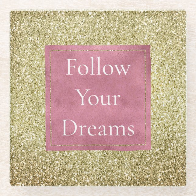 Posavasos De Vidrio Purpurina Girly Pink Gold Sparkle Glitz (Anverso)