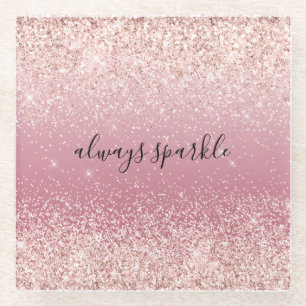 Posavasos De Vidrio Purpurina glitzy de color rosa brillante